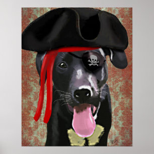 Poster Cão Negro Pirata Labrador