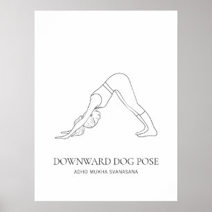 Poster Cão Olhando Para Baixo Pose Yoga Arte Minimalista 