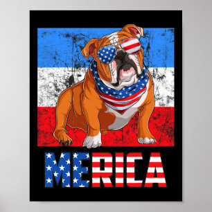 Poster Cão Patriótico Usa 4 De Julho Bandeira Americana M