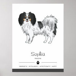 Poster Cão Phalène Tricolor Com Seu Nome Próprio