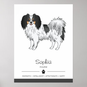 Poster Cão Phalène Tricolor Com Seu Nome Próprio