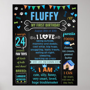 Poster Cão Pupppy Sinal de quadro de aniversário Marco