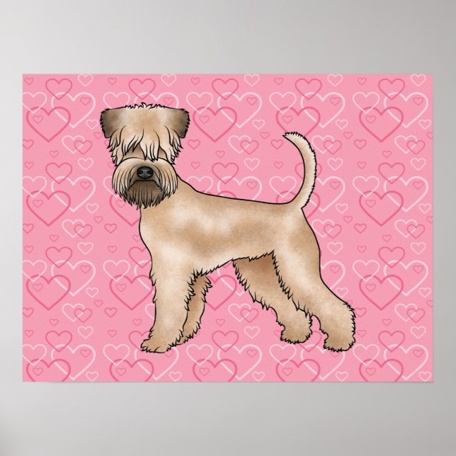 Poster Cão Soft-Coated Wheaten Terrier Padrão de Coração  (Frente)