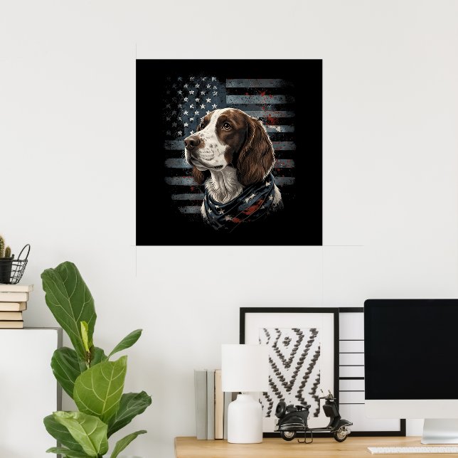 Poster Cão Springer Spaniel Bandeira Americana (Escritório em casa)