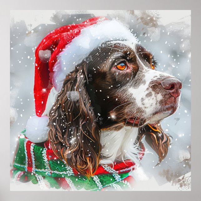 Poster Cão Springer Spaniel Natal Festivo (Frente)
