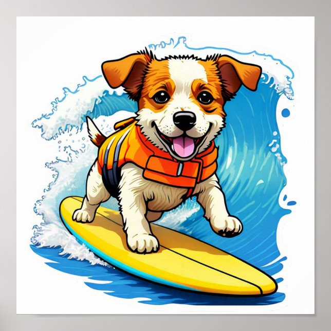 Poster Cão surfador (Frente)