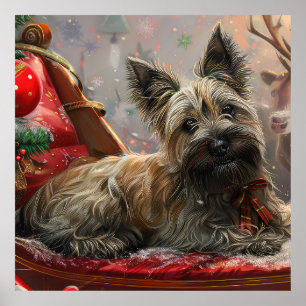 Poster Cão Terrier Skye Natal Festivo