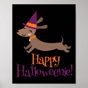 Poster Cão Wiener Dia das Bruxas Esqueleto Amante Dachshu