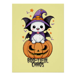 Póster Caos Bonitos | Morcegos, Chapéus e Abóboras