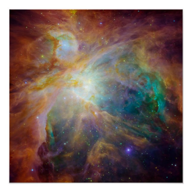 Póster Caos no Coração da Orion Composto Spitzer Hubble (Frente)