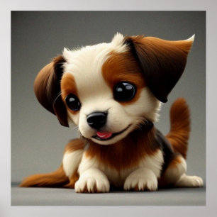 Poster Cãozinho giro e branco