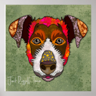 Poster Cãozinho Jack Russell Terrier cão pintado à mão