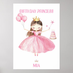 Poster Capa de Aniversário de 1 Ano da Pequena Princesa P