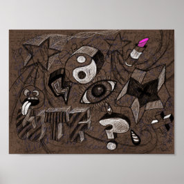 Poster Capa de Caderno Inspirada em Doodle - Grunge