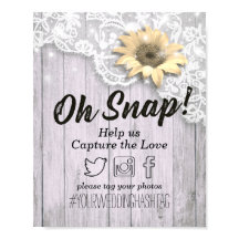 Capa de Casamento com Hashtag de Renda de Girassol