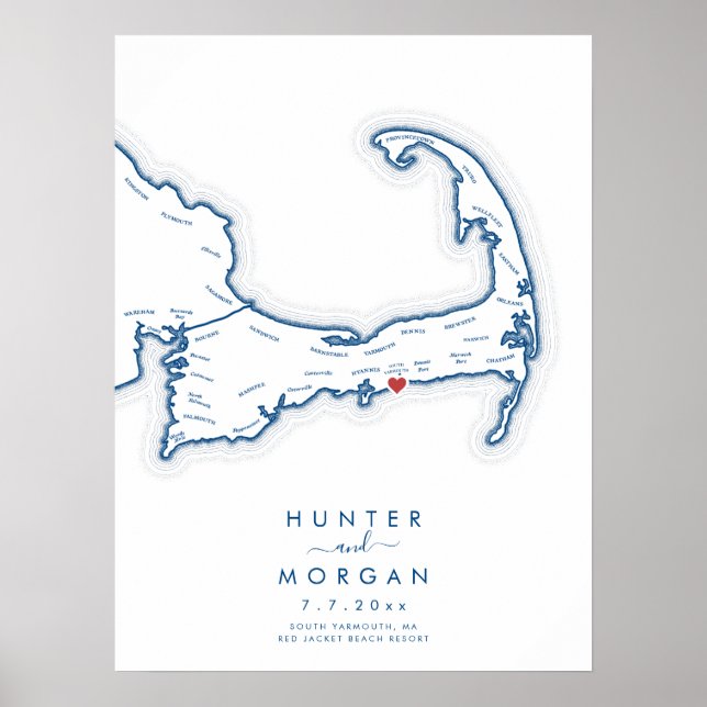 Poster Capa de Casamento Red Jacket Cape Cod Marinha Cart (Frente)
