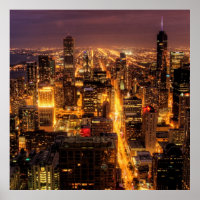 Capa de cidade noturna de Chicago