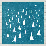 Poster Capa de Mar da Embarcação de Navegação<br><div class="desc">Uma corrida de barco à vela num oceano verde teal. Perfeito para seu marinheiro favorito,  guincho e fã regata. Arte náutica original de Nic Squirrell.</div>