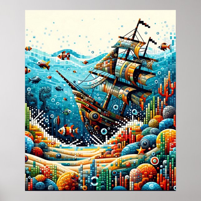 Poster Capa de Mar ixelada (Frente)