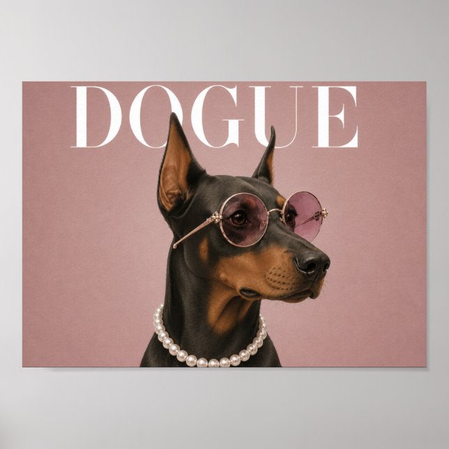 Poster Capa de Menina Doberman Rosa A4 (Frente)