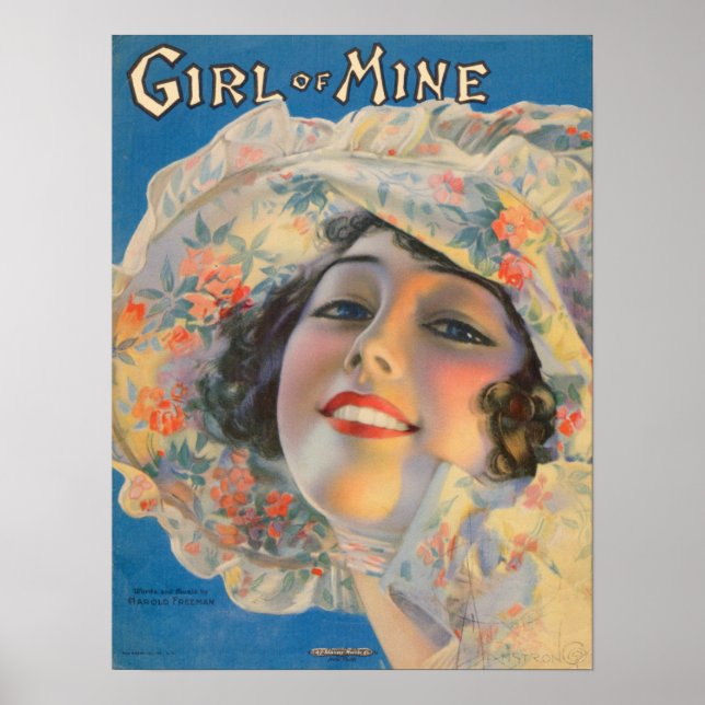 Poster Capa de partitura de 1917 Girl of Mine (Frente)