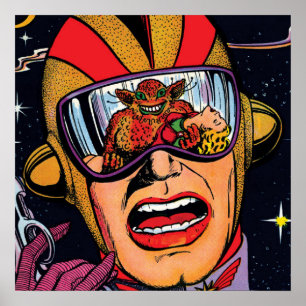 Poster Capa de Quadrinho de Ficção Científica Vintage Açã