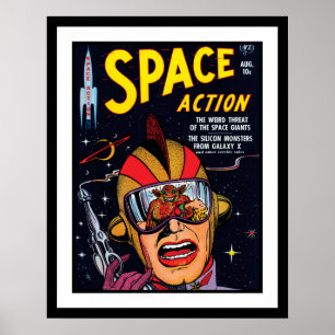 Poster Capa de Quadrinho de Ficção Científica Vintage Açã