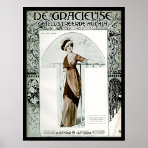 Póster Capa de revista da forma do francês do vintage