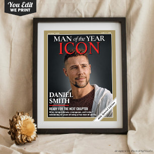 Poster Capa de Revista de Aniversário Personalizada, Retr
