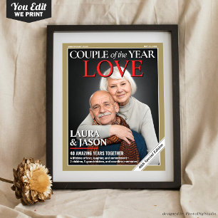 Poster Capa de Revista de Aniversário Personalizada, Retr
