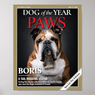 Poster Capa de Revista de Cachorro Personalizada Retrato