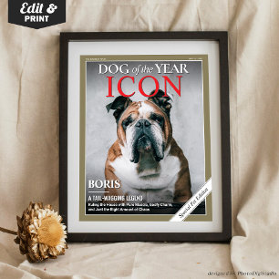 Poster Capa de Revista de Cachorro Personalizada Retrato