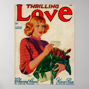 Póster Capa de revista de excitação do amor