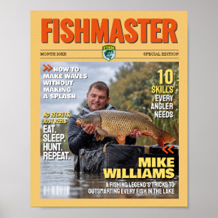 Poster Capa de Revista de Pesca Personalizada, Presente p