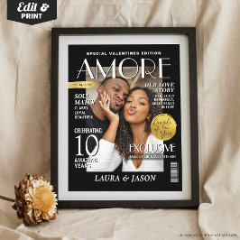 Poster Capa de Revista do Dia dos Namorados Personalizada