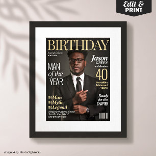 Poster Capa de Revista Personalizada para Ele Cartaz de A