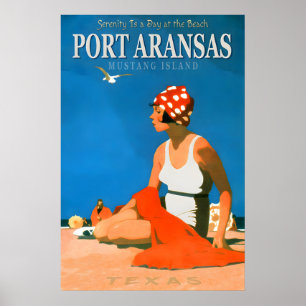 Poster Capa de Viagem de Port Aransas Mustang Island Texa