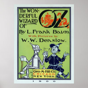 Poster Capa do Livro de 1900 do Romance MÁGICO de OZ