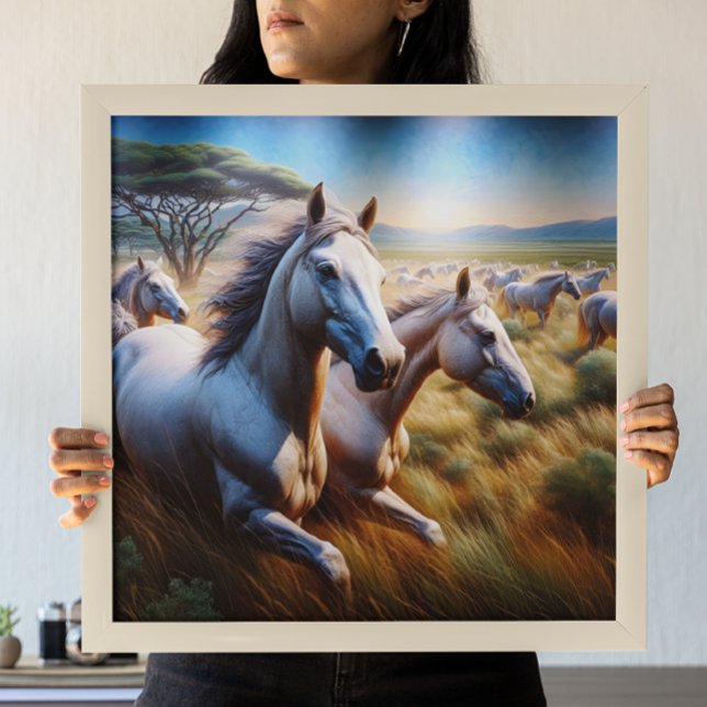 Poster Capa majestosa: Cavalos galopantes no campo (Criador carregado)