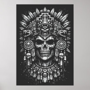Poster Capacete de Caveira Asteca por BurnsInHell