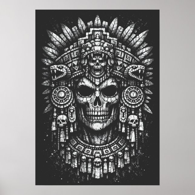Poster Capacete de Caveira Asteca por BurnsInHell (Frente)