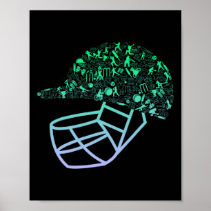 Poster Capacete de Críquete para Meninos Críquete