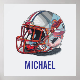 Poster Capacete de Futebol Pop Art Motivacional Nome