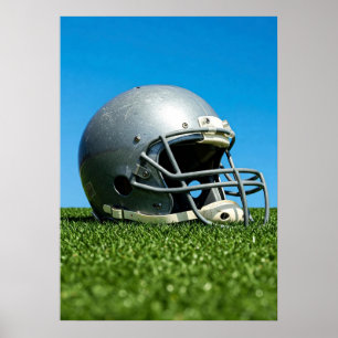 Poster Capacete de Futebol Prateado Vista do Campo