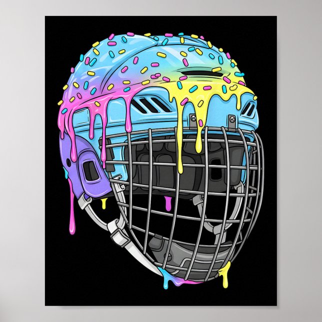 Poster Capacete de hóquei para meninos sorvete pingando p (Frente)