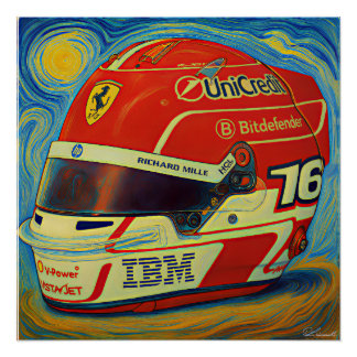 Póster Capacete de Leclerc da Fórmula Um