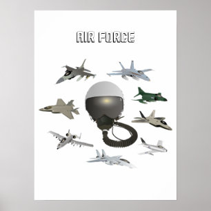 Poster Capacete de Piloto da Força Aérea Americana com 