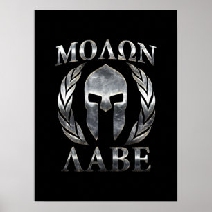 Póster Capacete espartano de aço de Molon Labe