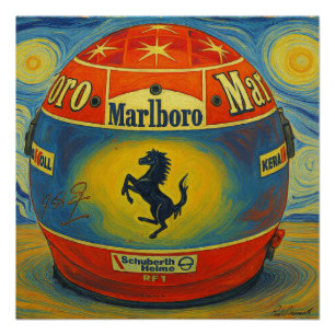 Póster Capacete lendário de F1 da Ferrari de Michael Schu