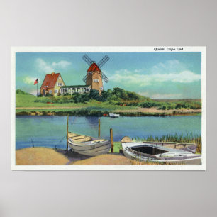 Póster Cape Cod catita, vista do moinho de vento e dos